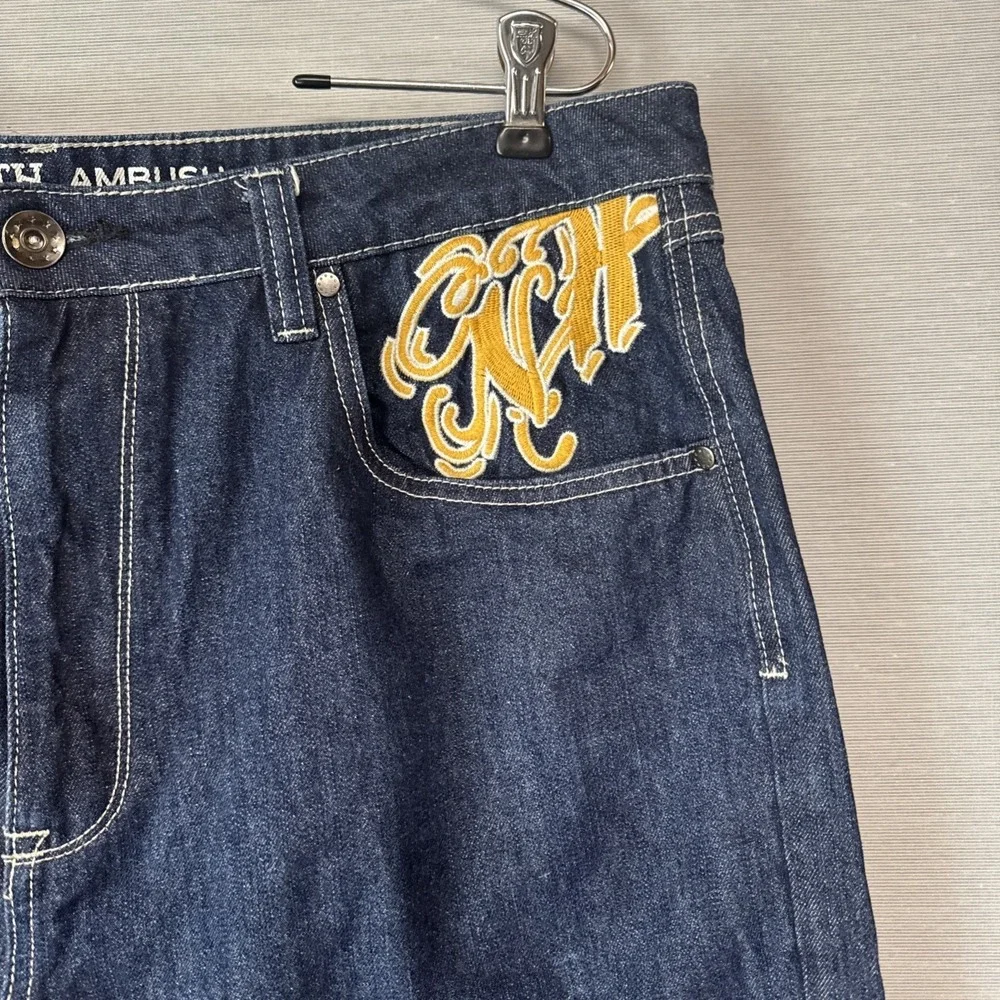 NINTH HALL AMBUSH Jeans Mens Size 38 Dragon Embroidered Baggy Wide Leg